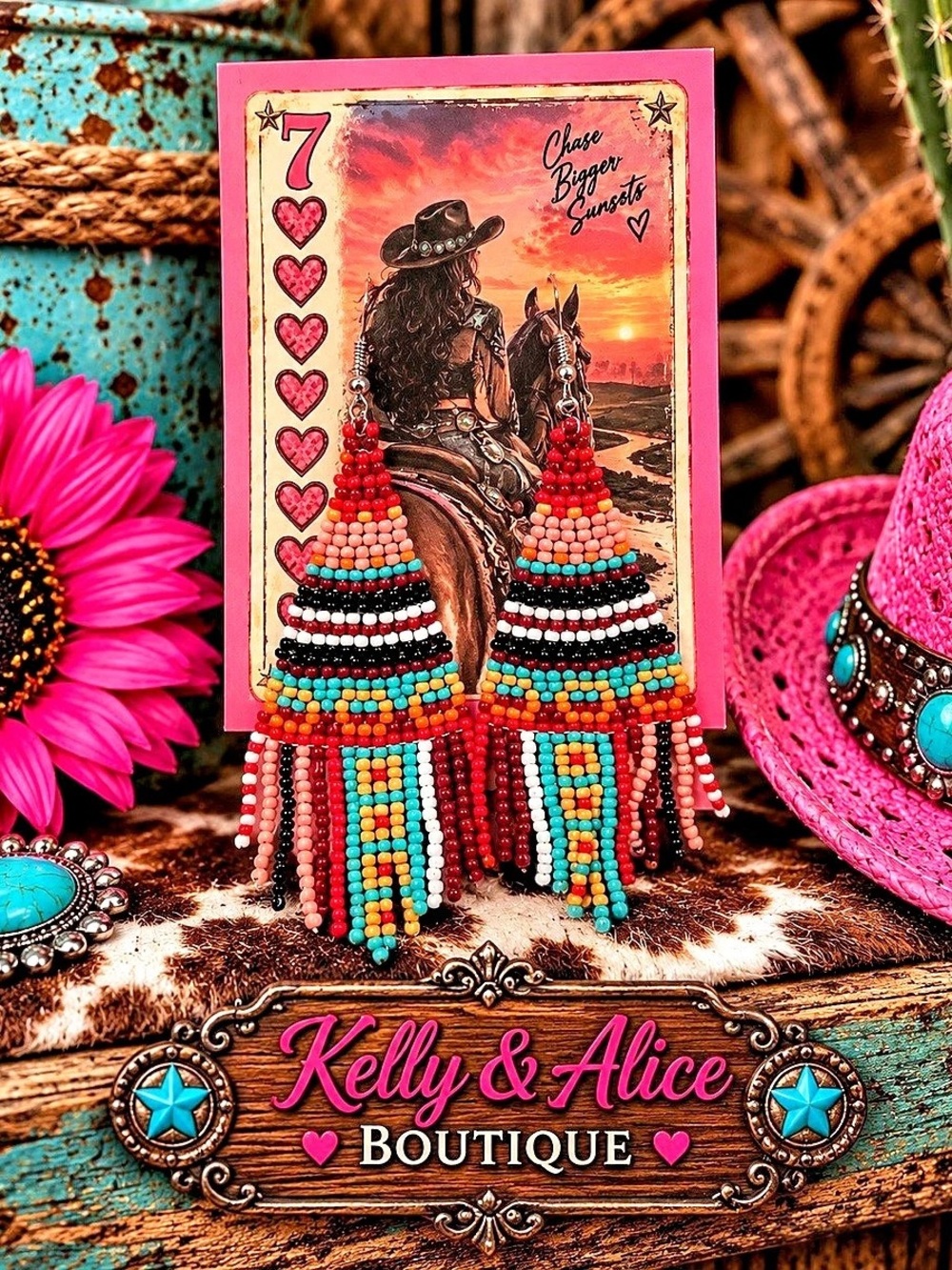 Kelly & Alice Boutique Multicolor Beaded Fringe Dangle Earrings